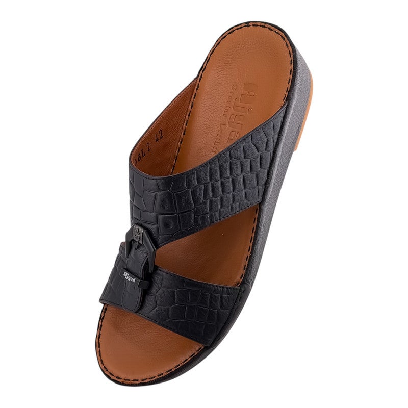AJYAD Handmade Arabic Sandals For Men | Outdoor Mens Slippers | Everyday Flip Flops Open Toe | Arabic Genuine Shamwa Leather | New Design | Tan Footbed | Comfortable & LightWeight - Image 3